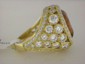Rare Antique Orange Garnet and Diamond Ring