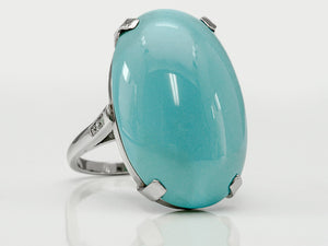Classic Platinum Turquoise and Diamond Ring
