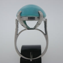Load image into Gallery viewer, Classic Platinum Turquoise and Diamond Ring
