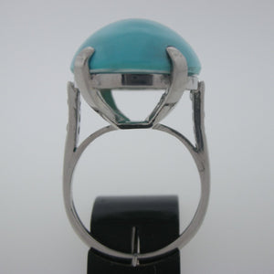 Classic Platinum Turquoise and Diamond Ring