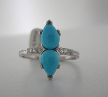 Load image into Gallery viewer, Antique Twin Turquoise and Diamond Ring
