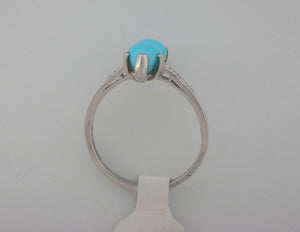 Antique Twin Turquoise and Diamond Ring