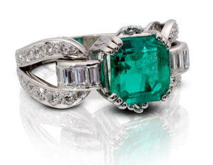 Antique Emerald and Diamond One of a Kind Ring