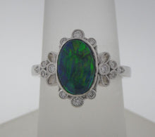 Load image into Gallery viewer, Dainty Black Opal and Diamond Ring
