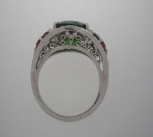 Load image into Gallery viewer, Handmade Christmas Color Tourmaline, Spinel, and Diamond Platinum Ring
