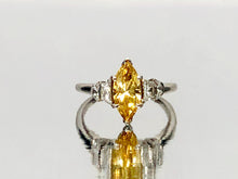 Load image into Gallery viewer, Antique Marquise Canary Diamond With Halfmoon Sides in Platinum
