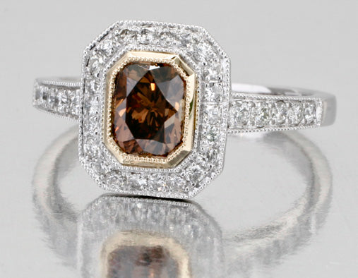 Bourbon Color Flanders Cut Natural Diamond Ring