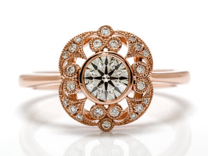 Vintage Style 14k Rose Gold Faint Pink Seng Firey Diamond™ Ring