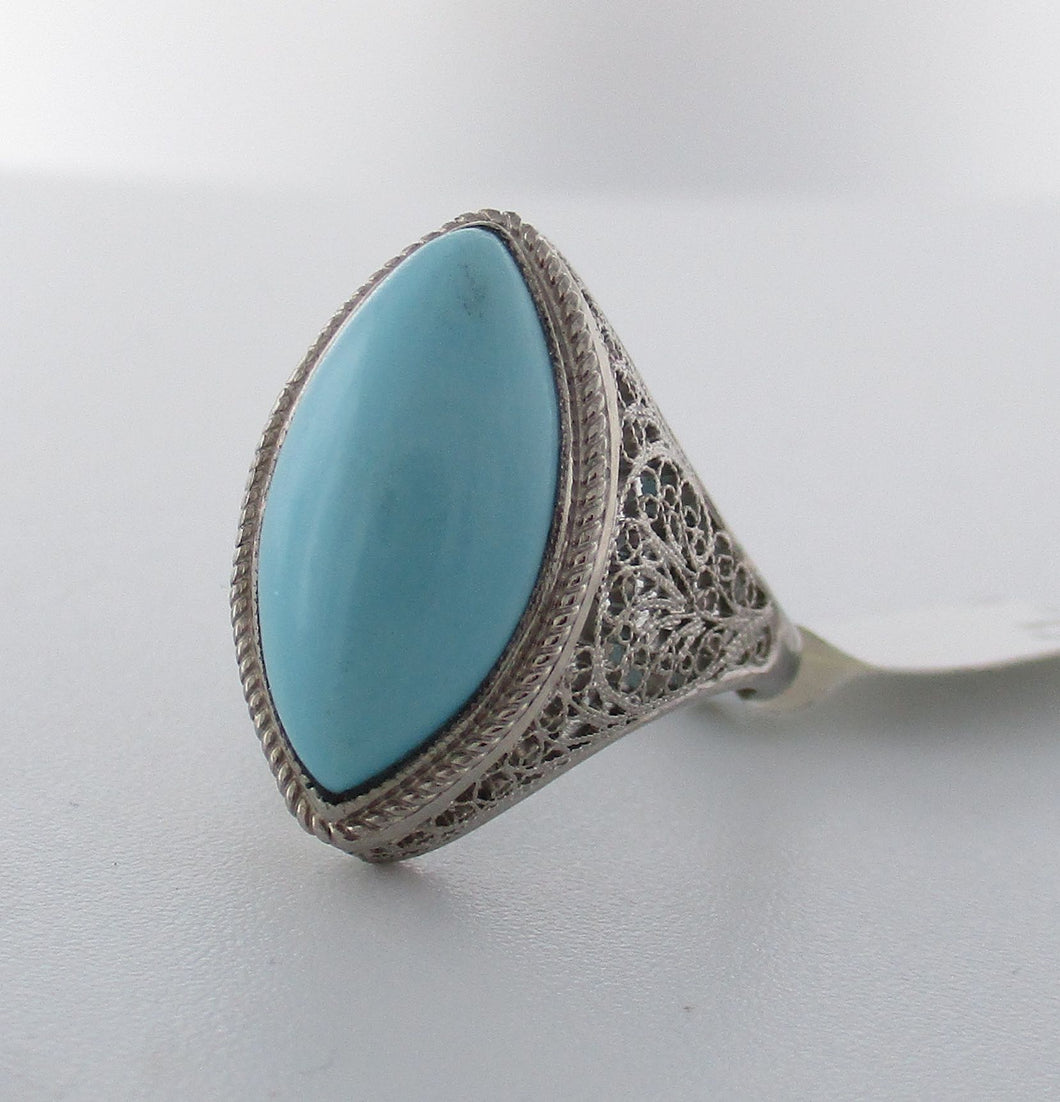 Antique Armenian Handmade Turquoise Ring