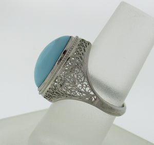 Antique Armenian Handmade Turquoise Ring