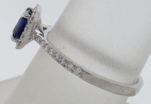 Load image into Gallery viewer, Amazing Asscher Cut Princess Shaped Sapphire and Diamond Halo Ring
