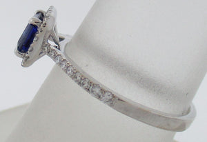 Amazing Asscher Cut Princess Shaped Sapphire and Diamond Halo Ring