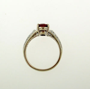 Vintage Style Burma Ruby and Diamond Ring in 18k White Gold