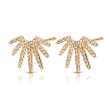 Load image into Gallery viewer, Diamond Sun Burst Earrings in Yellow Gold
