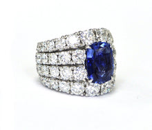Load image into Gallery viewer, Impressive 5.87ct Sapphire &amp; Diamond Dinner Ring
