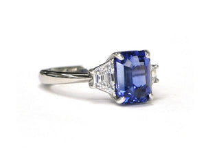 5ct Emerald Cut Sapphire and Diamond Ring