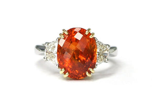 Pumpkin Orange Sapphire and Diamond Ring