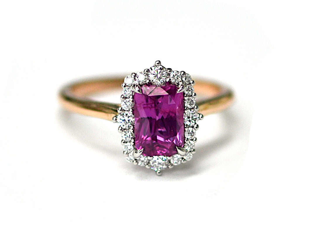 Bubblegum Pink Unheated Sapphire and Diamond Ring