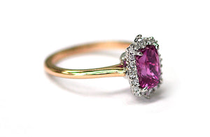 Bubblegum Pink Unheated Sapphire and Diamond Ring