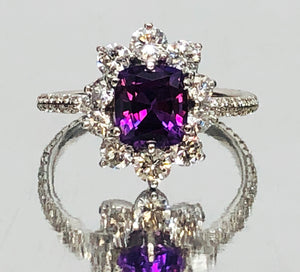 Vivid Violet Sapphire and Diamond Ring