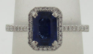 Emerald Cut Sapphire and Diamond Ring