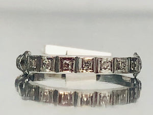 Antique Diamond Band with Hearts in 10k White Gold