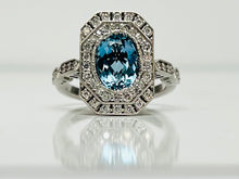 Load image into Gallery viewer, Vintage Style Aquamarine and Diamond Ring
