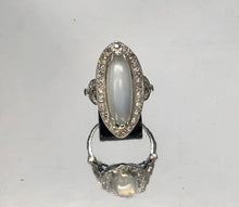 Load image into Gallery viewer, Antique Moonstone and Diamond Ring in Platinum
