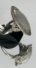 Load image into Gallery viewer, Antique Moonstone and Diamond Ring in Platinum
