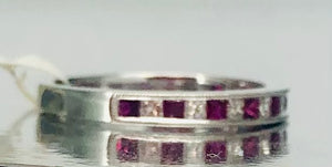 Platinum Ruby and Diamond Stackable Wedding Band