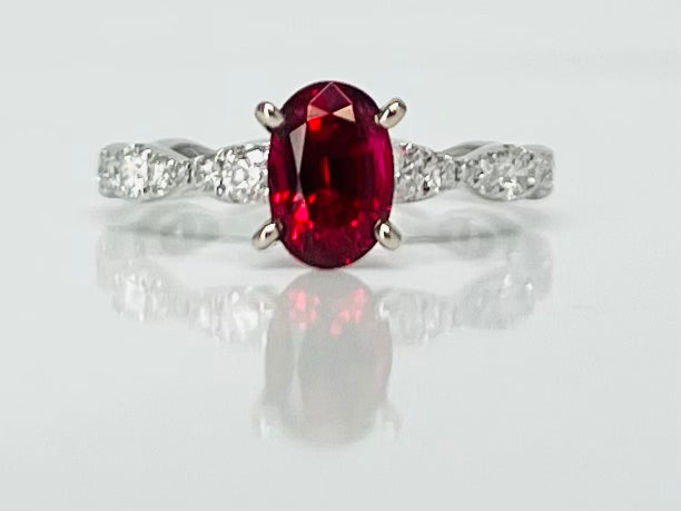 Vivid Red Spinel and Diamond Ring