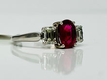 Load image into Gallery viewer, 1.66ct Ruby and Diamond Three Stone Ring
