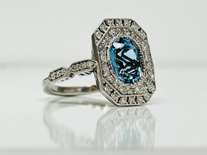 Vintage Style Aquamarine and Diamond Ring