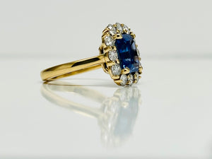 4ct No Heat Sapphire and Diamond Ring