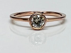 Old European Cut Diamond in Rose Gold Bezel Set Stackable Ring