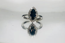 Load image into Gallery viewer, Marquise Sapphire and Diamond Halo Ring
