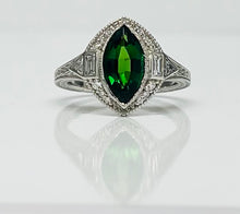 Load image into Gallery viewer, Vintage Chrome Tourmaline Marquise and Diamond Ring in Platinum
