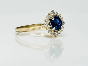 Round Blue Sapphire and Diamond Ring