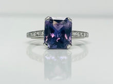 Load image into Gallery viewer, Crisp Antique Violet Sapphire and Diamond Ring
