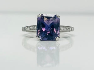 Crisp Antique Violet Sapphire and Diamond Ring