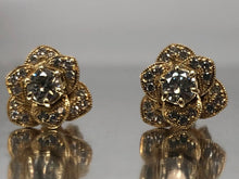 Load image into Gallery viewer, Pavè Diamond Flower Studs in Yellow Gold
