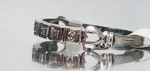 Antique Diamond Band with Hearts in 10k White Gold