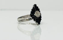 Load image into Gallery viewer, Old Mine Cut Diamond and Black Onyx Ring
