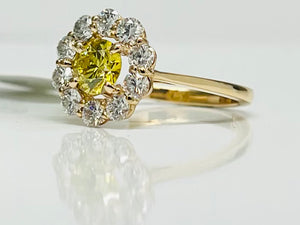 Canary Firey Diamond Daisy Ring