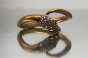 Dainty Snake Diamond Wrap Ring in Brushed Yellow Gold