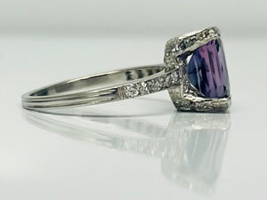 Crisp Antique Violet Sapphire and Diamond Ring