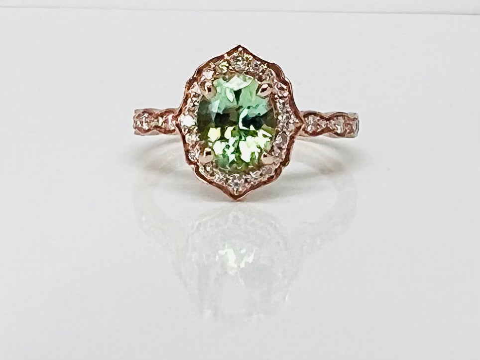 Mint Tourmaline Rose Gold Ring