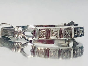 Antique Diamond Band with Hearts in 10k White Gold