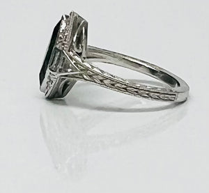 Vintage Chrome Tourmaline Marquise and Diamond Ring in Platinum