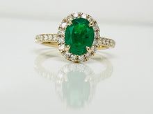 Load image into Gallery viewer, 1.52ct Emerald Halo Diamond Ring
